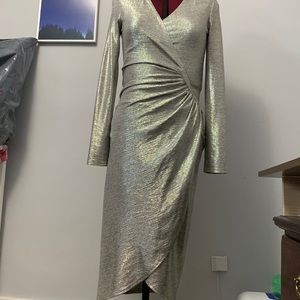 Joseph Ribkoff 2020 champagne lame wrap dress
